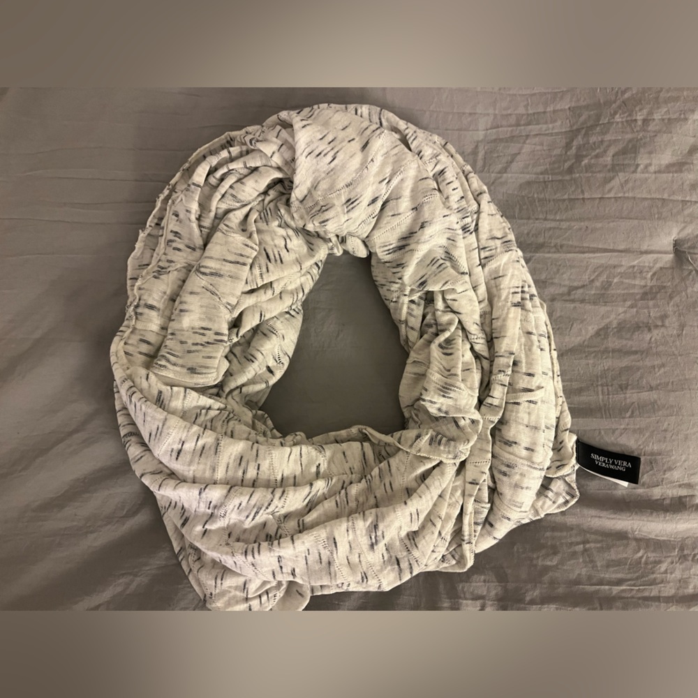 White Patterned Infinity Scarf, Simply Vera Wang